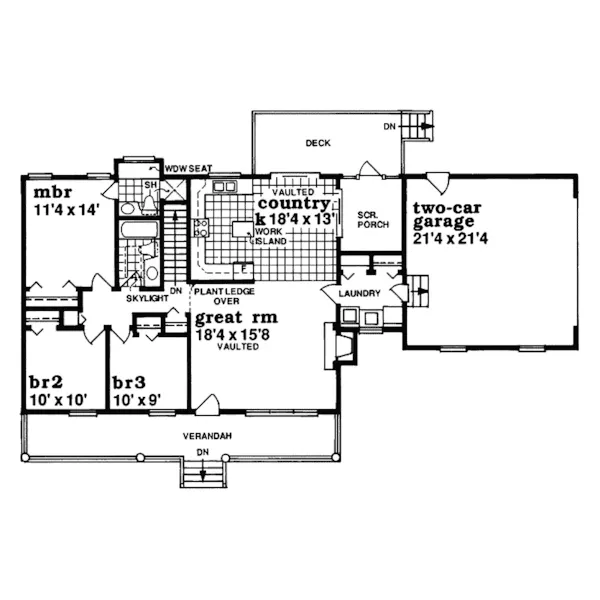 Ranch House Plan First Floor - Niehaus Country Home 062D-0342 - Shop House Plans and More