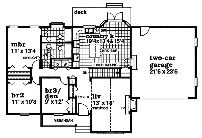 Ranch House Plan First Floor - Topton Place Ranch Home 062D-0344 - Shop House Plans and More