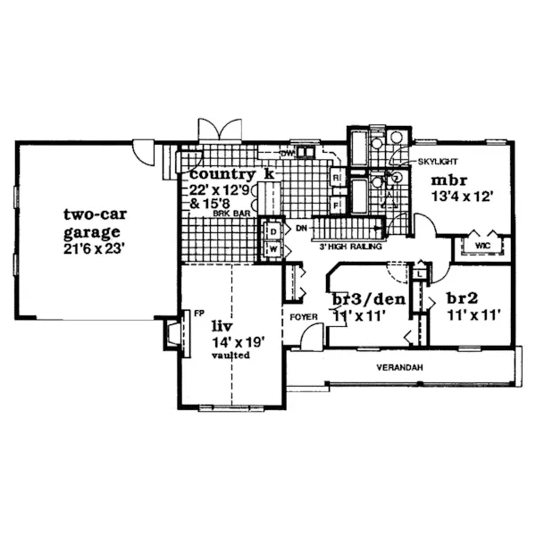 Country House Plan First Floor - Karlin Country Ranch Home 062D-0345 - Search House Plans and More