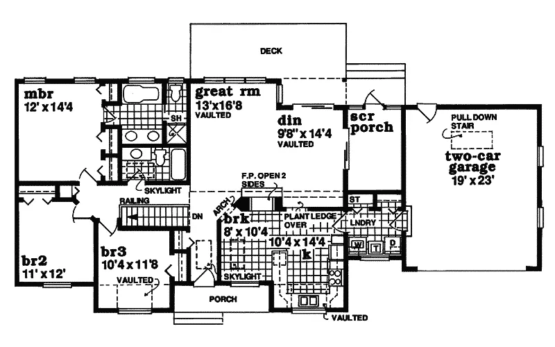 Traditional House Plan First Floor - Maddox Traditional Ranch Home 062D-0346 - Shop House Plans and More