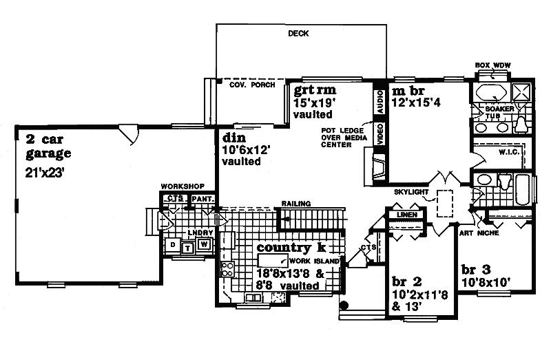 Ranch House Plan First Floor - Henderson Ridge Country Home 062D-0347 - Search House Plans and More