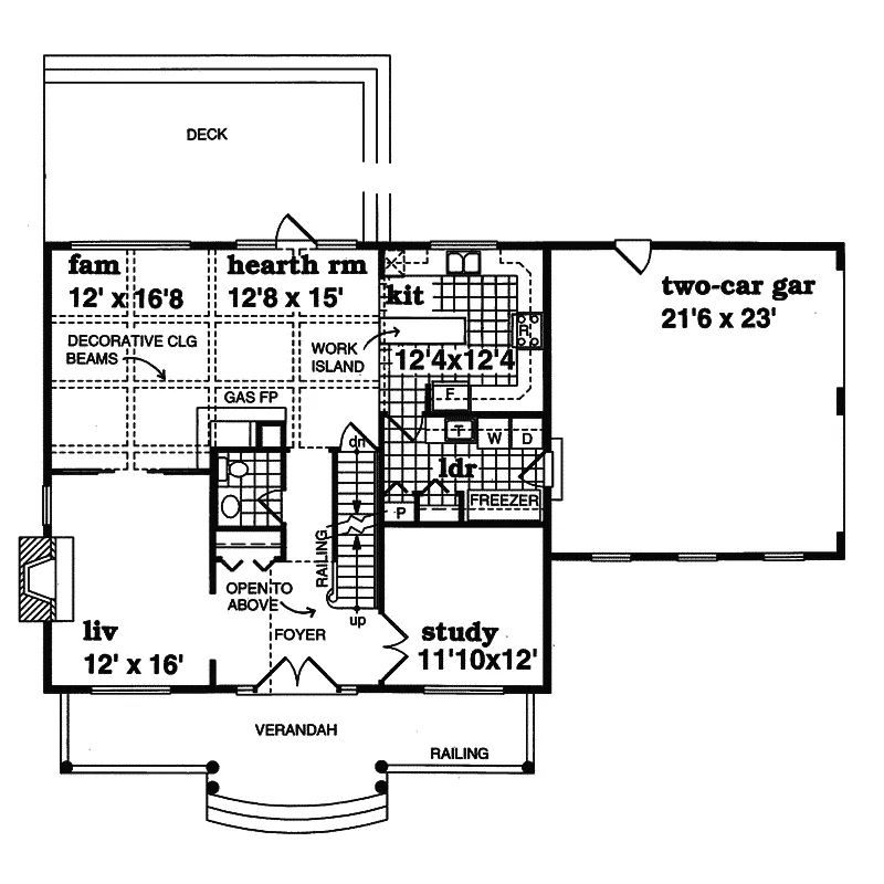 Country House Plan First Floor - Toelle Country Style Home 062D-0348 - Shop House Plans and More