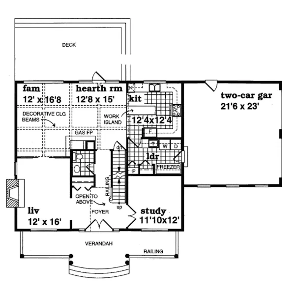 Country House Plan First Floor - Toelle Country Style Home 062D-0348 - Shop House Plans and More