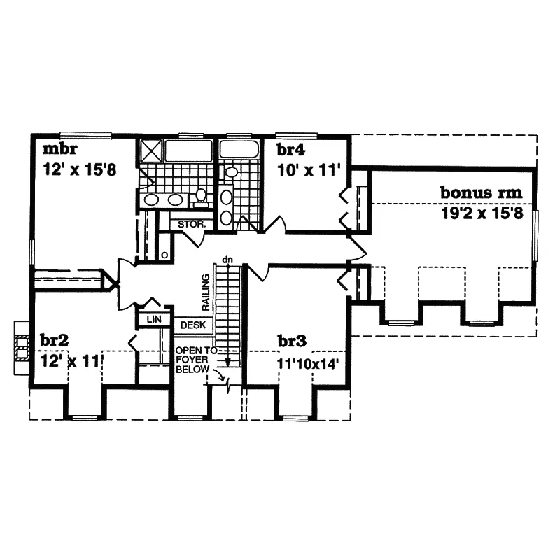 Country House Plan Second Floor - Toelle Country Style Home 062D-0348 - Shop House Plans and More