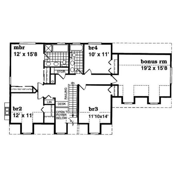 Country House Plan Second Floor - Toelle Country Style Home 062D-0348 - Shop House Plans and More