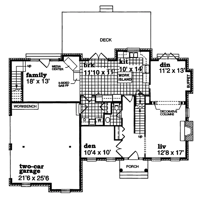 Colonial House Plan First Floor - Doncaster Colonial Style Home 062D-0349 - Search House Plans and More