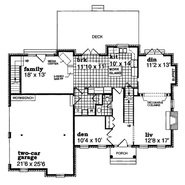 Colonial House Plan First Floor - Doncaster Colonial Style Home 062D-0349 - Search House Plans and More