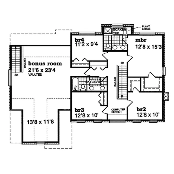 Colonial House Plan Second Floor - Doncaster Colonial Style Home 062D-0349 - Search House Plans and More