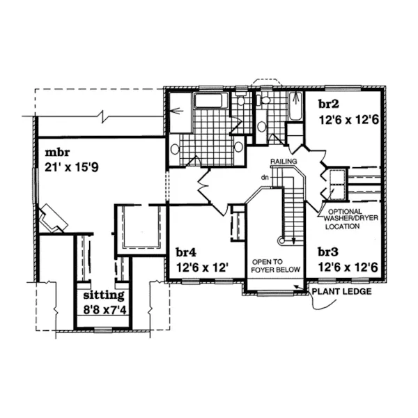 Georgian House Plan Second Floor - Maximillian Georgian Style Home 062D-0352 - Shop House Plans and More