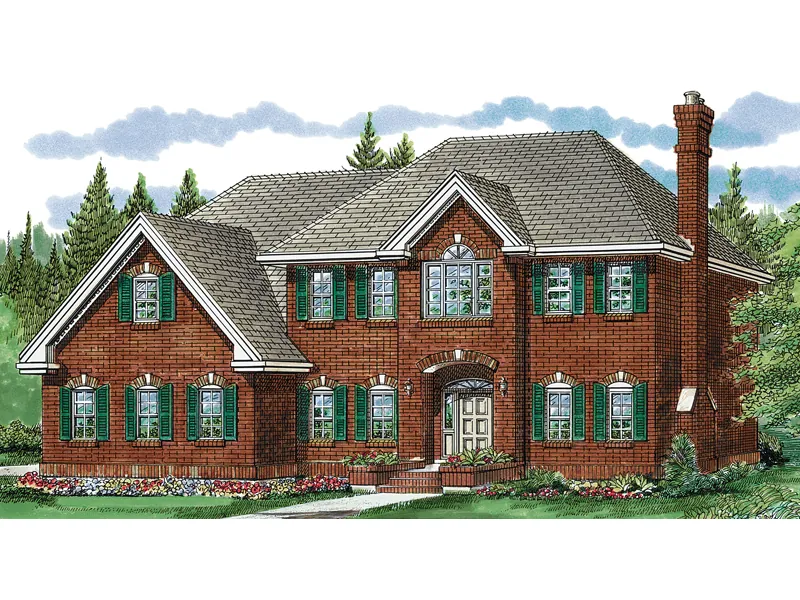 Traditional House Plan Front of Home - Maximillian Georgian Style Home 062D-0352 - Shop House Plans and More