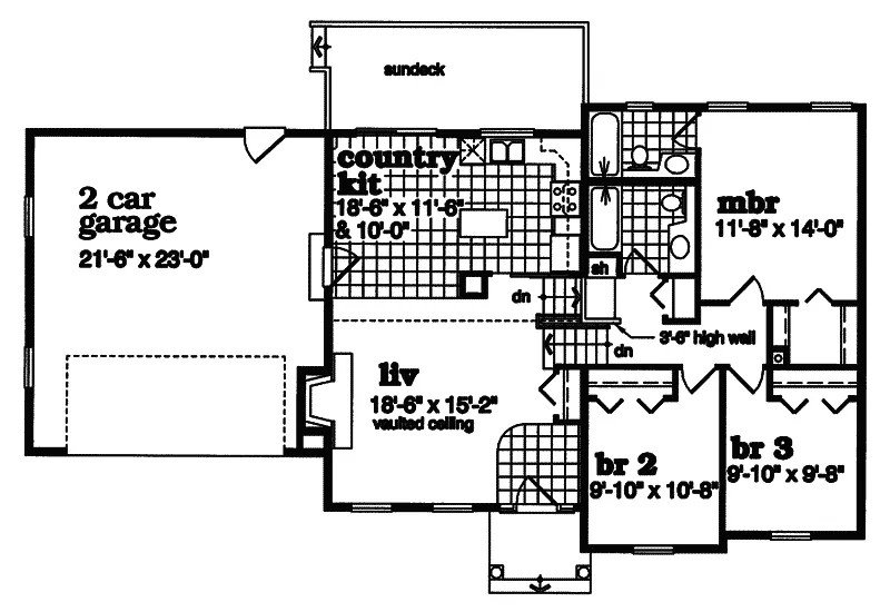 Ranch House Plan First Floor - Saddlecrest Split-Level Home 062D-0354 - Shop House Plans and More