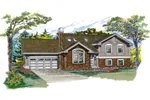 Ranch House Plan Front of Home - Saginaw Hill Split-Level Home 062D-0355 - Shop House Plans and More