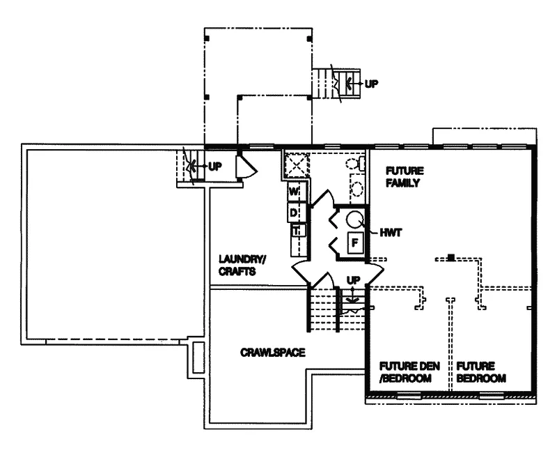 Ranch House Plan Lower Level Floor - Saginaw Hill Split-Level Home 062D-0355 - Shop House Plans and More
