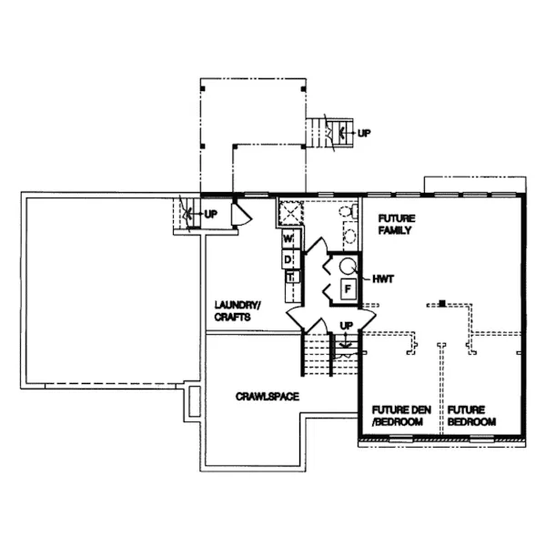 Traditional House Plan Lower Level Floor - Saginaw Hill Split-Level Home 062D-0355 - Shop House Plans and More