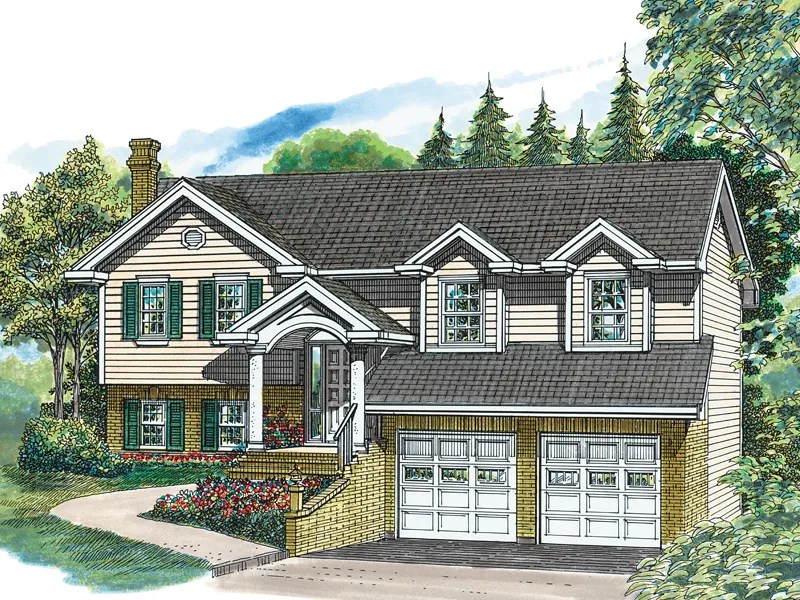 Country House Plan Front of Home - Sage Glen Split-Level Home 062D-0356 - Shop House Plans and More