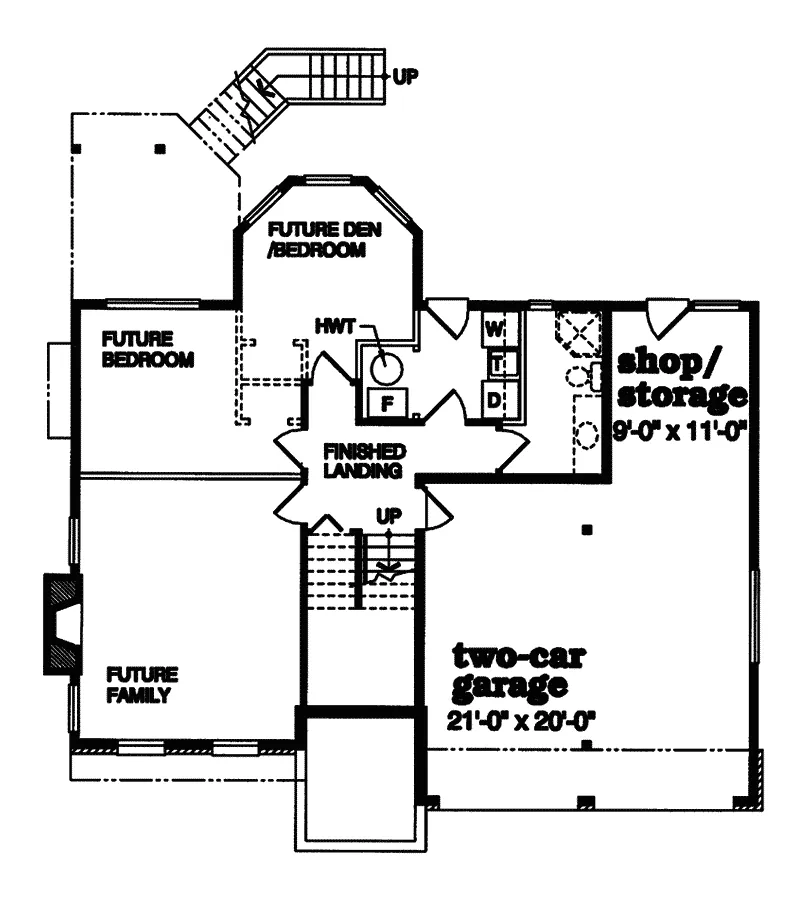 Traditional House Plan Lower Level Floor - Sage Glen Split-Level Home 062D-0356 - Shop House Plans and More
