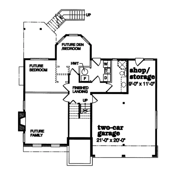 Ranch House Plan Lower Level Floor - Sage Glen Split-Level Home 062D-0356 - Shop House Plans and More