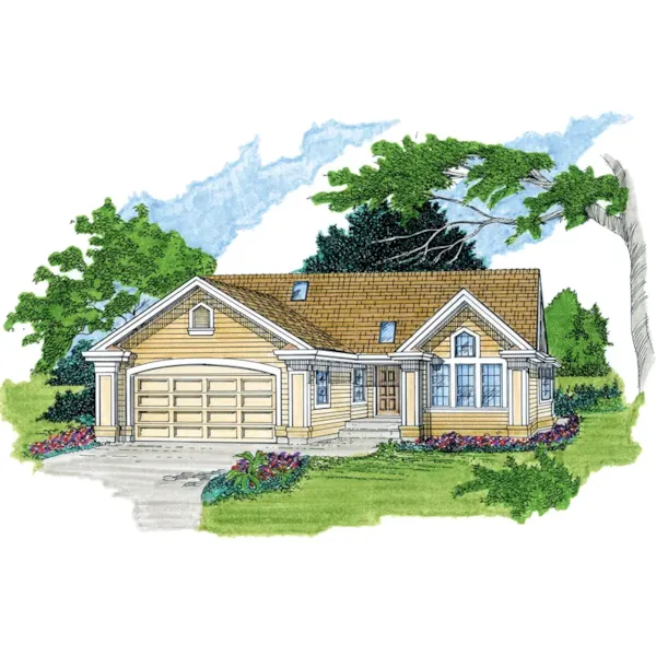 Ranch House Plan Front of Home - Gregg Place Ranch Home 062D-0357 - Search House Plans and More