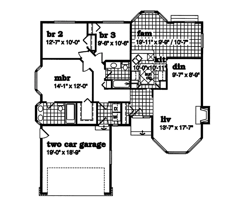 Traditional House Plan First Floor - Dover Falls Ranch Home 062D-0358 - Search House Plans and More