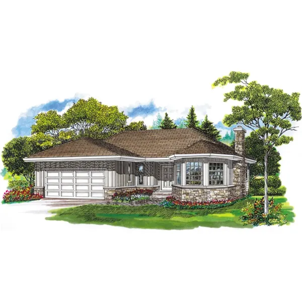 Ranch House Plan Front of Home - Dover Falls Ranch Home 062D-0358 - Search House Plans and More