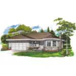 Ranch House Plan Front of Home - Dover Falls Ranch Home 062D-0358 - Search House Plans and More