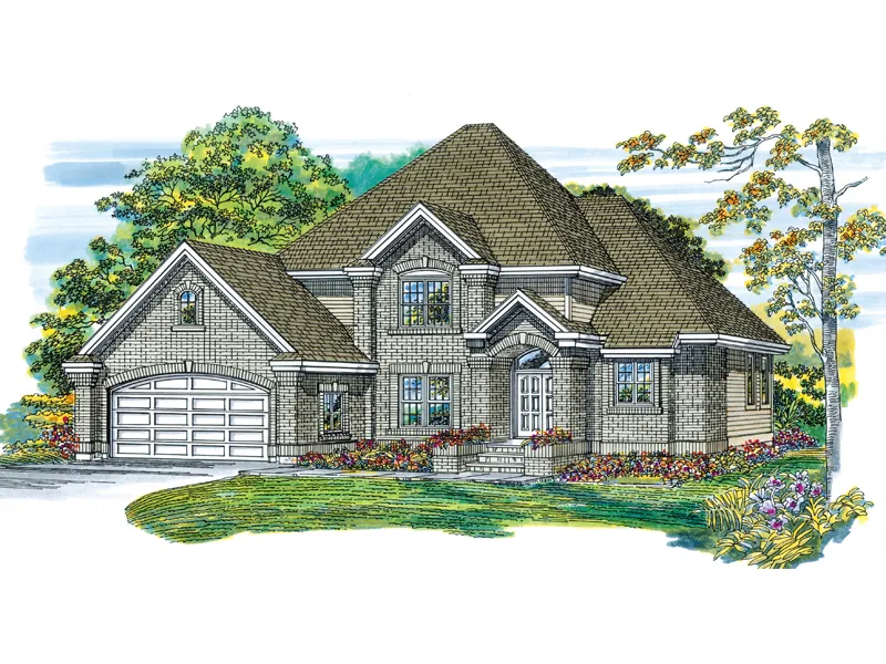 Traditional House Plan Front of Home - Fairland European Home 062D-0366 - Search House Plans and More