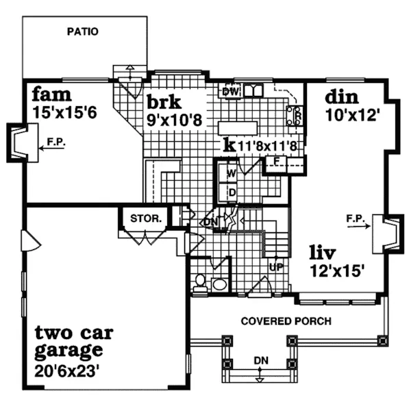 Shingle House Plan First Floor - Venecia Valley Country Home 062D-0368 - Shop House Plans and More