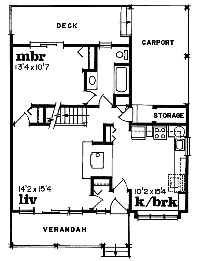 Lake House Plan First Floor - Lanaghan Country Cottage Home 062D-0373 - Shop House Plans and More