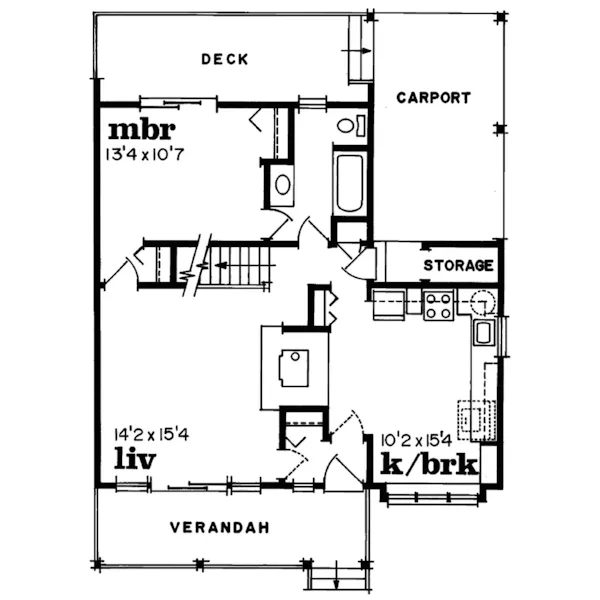 Country House Plan First Floor - Lanaghan Country Cottage Home 062D-0373 - Shop House Plans and More