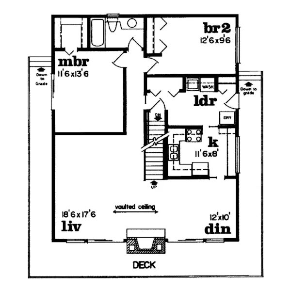 Cabin & Cottage House Plan First Floor - Logpost Rustic A-Frame Home 062D-0374 - Shop House Plans and More