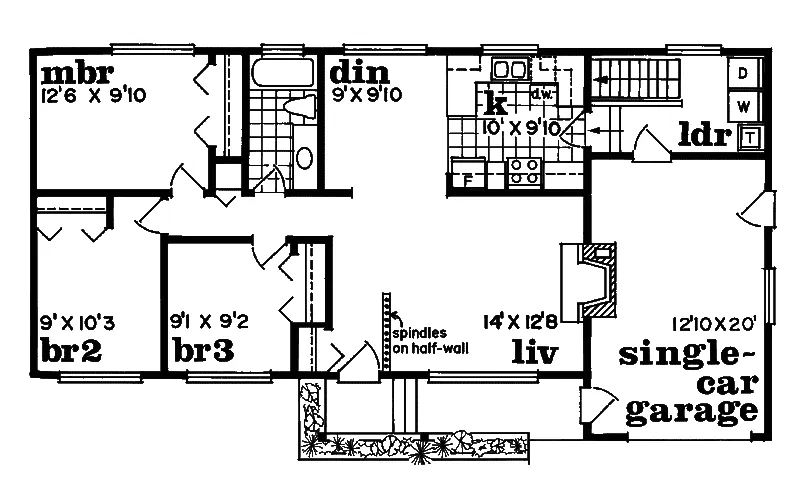 Country House Plan First Floor - Ridge Ranch Rustic Home 062D-0377 - Shop House Plans and More