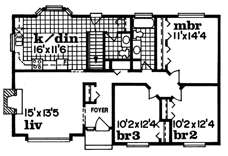 Ranch House Plan First Floor - Spencer Place Ranch Cottage Home 062D-0381 - Shop House Plans and More