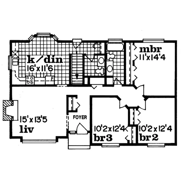 Traditional House Plan First Floor - Spencer Place Ranch Cottage Home 062D-0381 - Shop House Plans and More