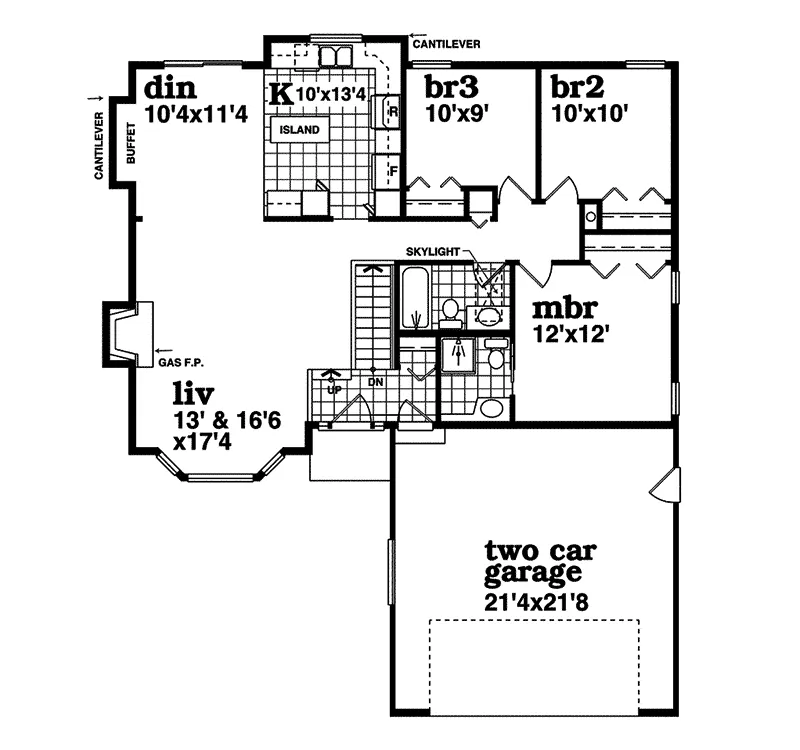 Ranch House Plan First Floor - Scarsdale Mill Ranch Home 062D-0383 - Shop House Plans and More
