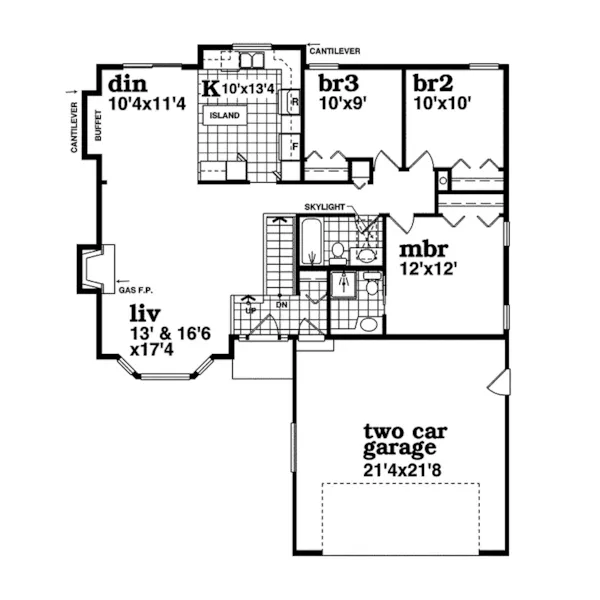 Ranch House Plan First Floor - Scarsdale Mill Ranch Home 062D-0383 - Shop House Plans and More