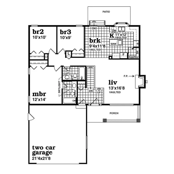 Shingle House Plan First Floor - Foxgate Ranch Home 062D-0384 - Search House Plans and More