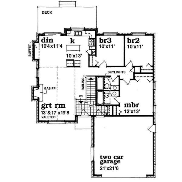 Traditional House Plan First Floor - Harper Spring Ranch Home 062D-0389 - Search House Plans and More