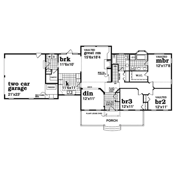 Country House Plan First Floor - Boise Farm Country Ranch Home 062D-0391 - Search House Plans and More