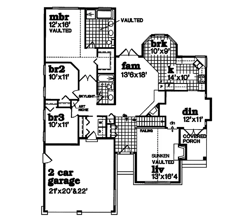 Ranch House Plan First Floor - Fontbonne Place Ranch Home 062D-0394 - Search House Plans and More