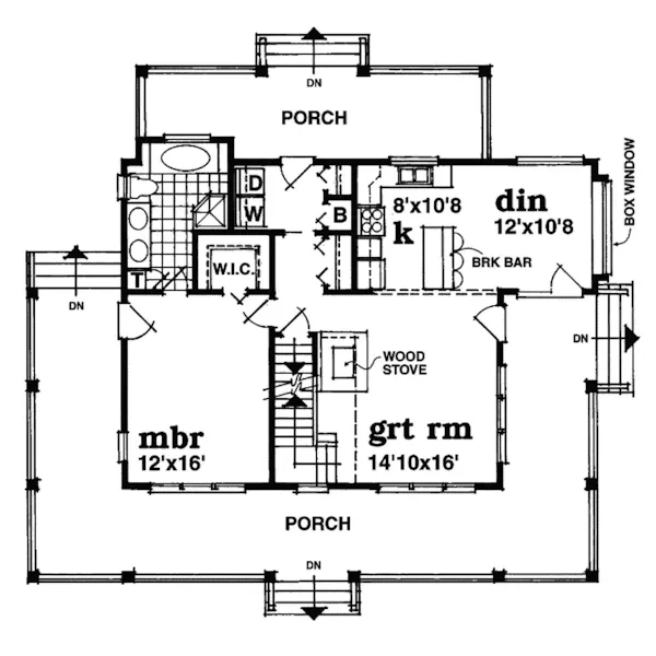 Country House Plan First Floor - Edgertown Cape Cod Style Home 062D-0396 - Search House Plans and More