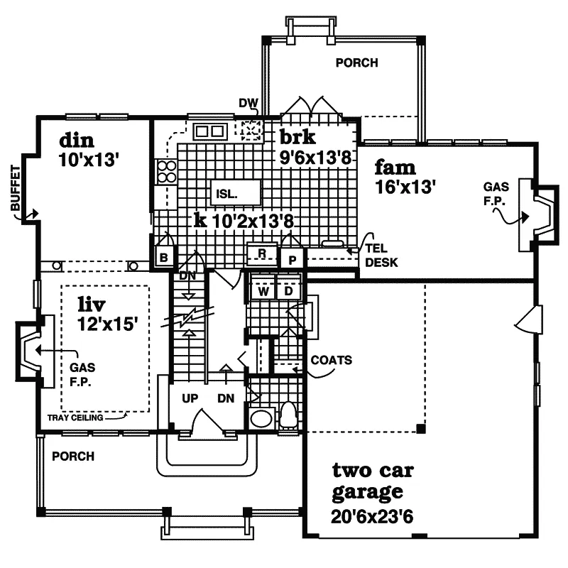 Country House Plan First Floor - Flannery Farm Country Home 062D-0397 - Search House Plans and More