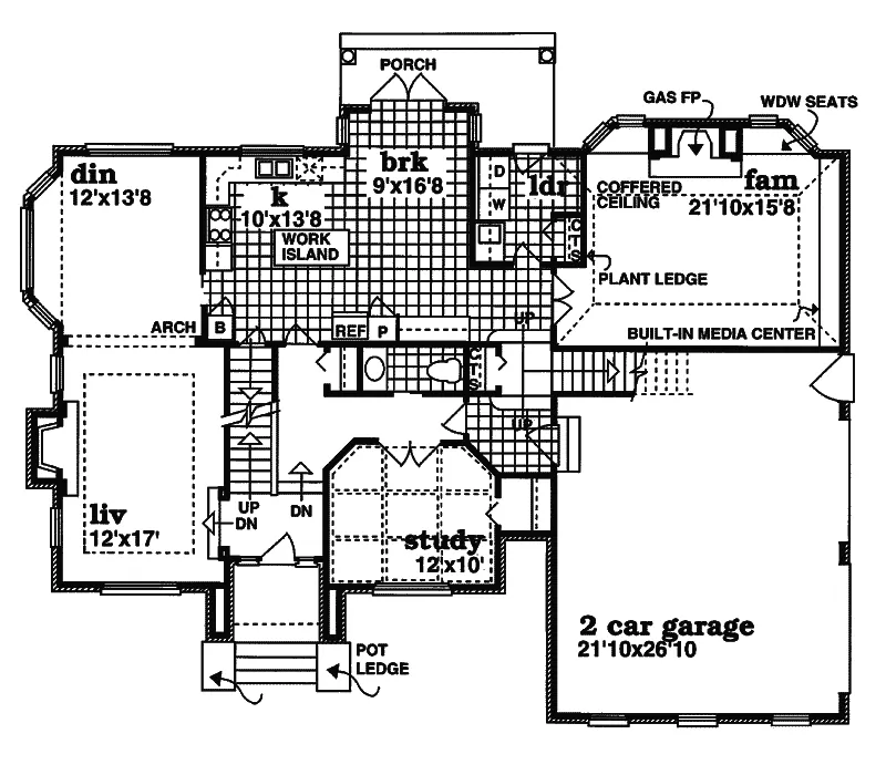 Traditional House Plan First Floor - Hirschfeld Traditional Home 062D-0398 - Search House Plans and More