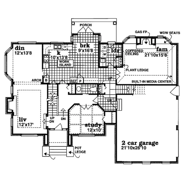 Traditional House Plan First Floor - Hirschfeld Traditional Home 062D-0398 - Search House Plans and More