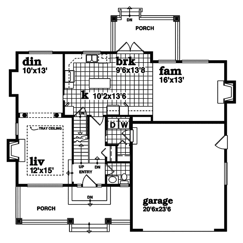 Craftsman House Plan First Floor - Lumina Farm Country Home 062D-0400 - Shop House Plans and More