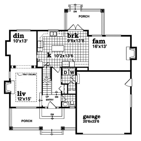 Arts & Crafts House Plan First Floor - Lumina Farm Country Home 062D-0400 - Shop House Plans and More