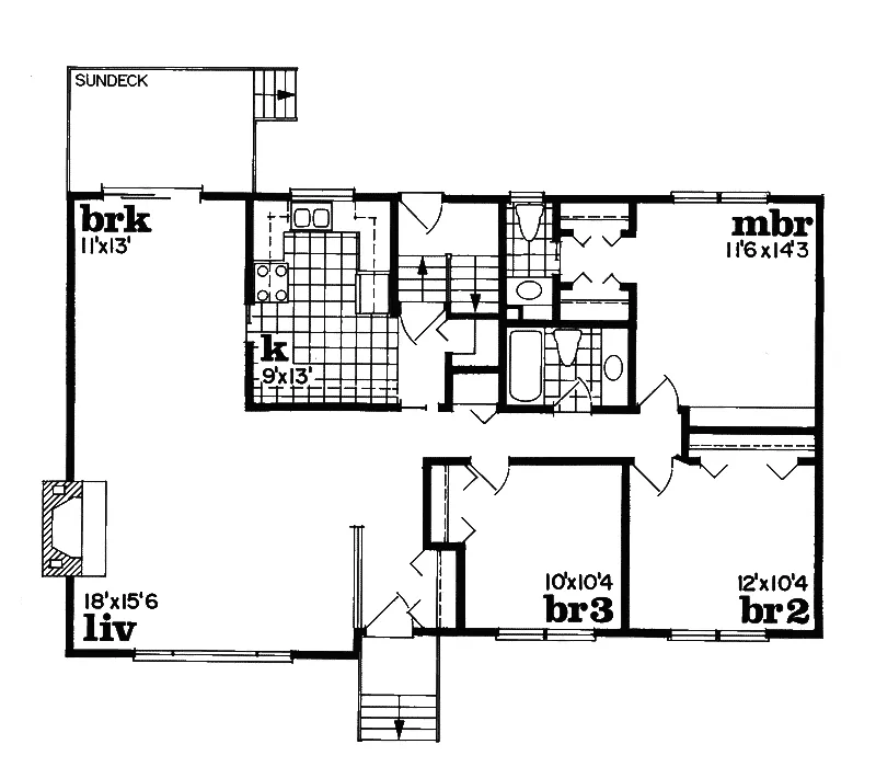 Ranch House Plan First Floor - Saddlerun Split-Level Home 062D-0401 - Shop House Plans and More