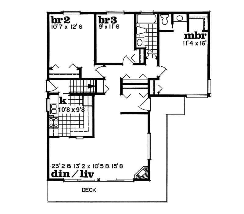 Ranch House Plan First Floor - Plateau Point Rustic Home 062D-0402 - Shop House Plans and More
