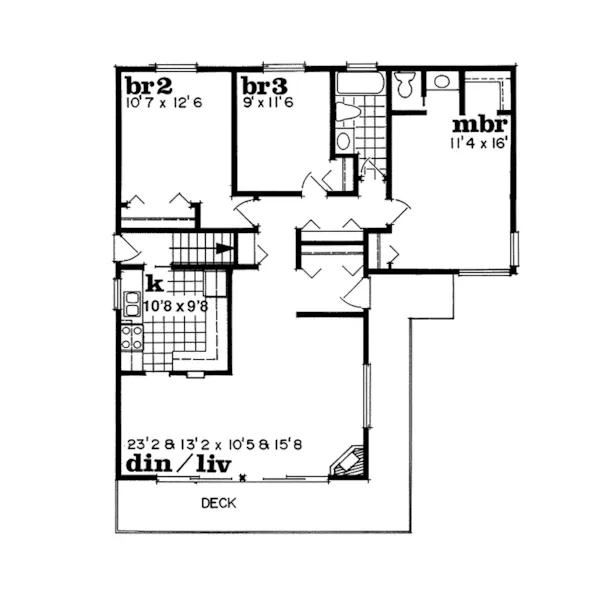 Ranch House Plan First Floor - Plateau Point Rustic Home 062D-0402 - Shop House Plans and More