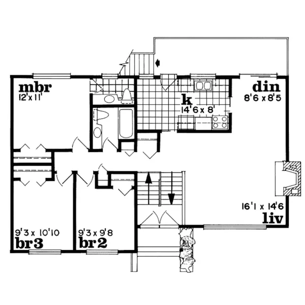 Ranch House Plan First Floor - Frieda Contemporary Home 062D-0404 - Search House Plans and More