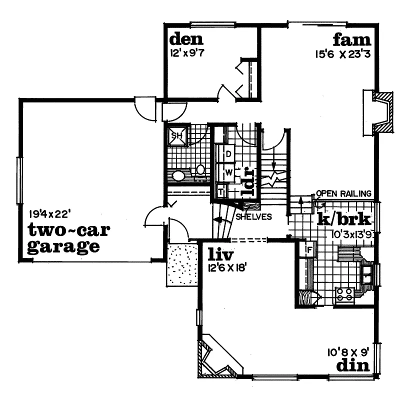Modern House Plan First Floor - Lacey Spring Contemporary Home 062D-0409 - Shop House Plans and More